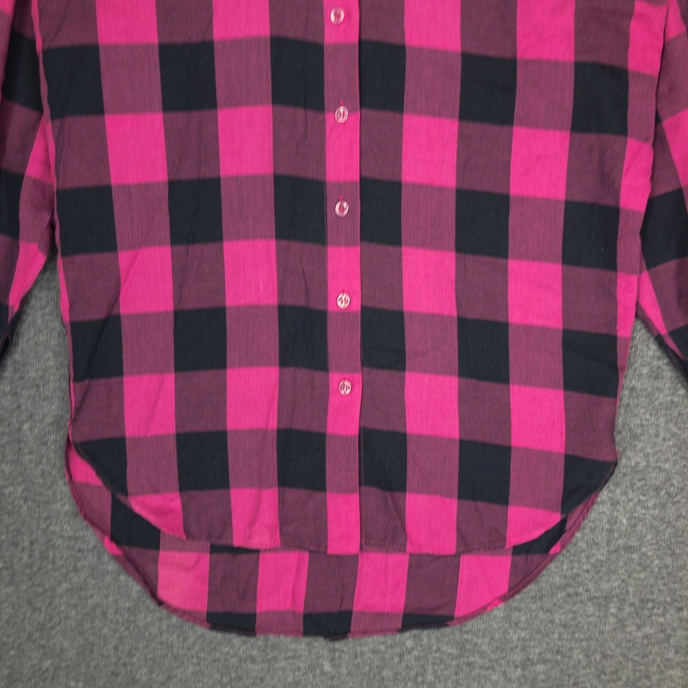 Vintage Directions by Brooks Womens M Pink Black Plaid Button Up Shirt Grunge - Picture 5 of 10